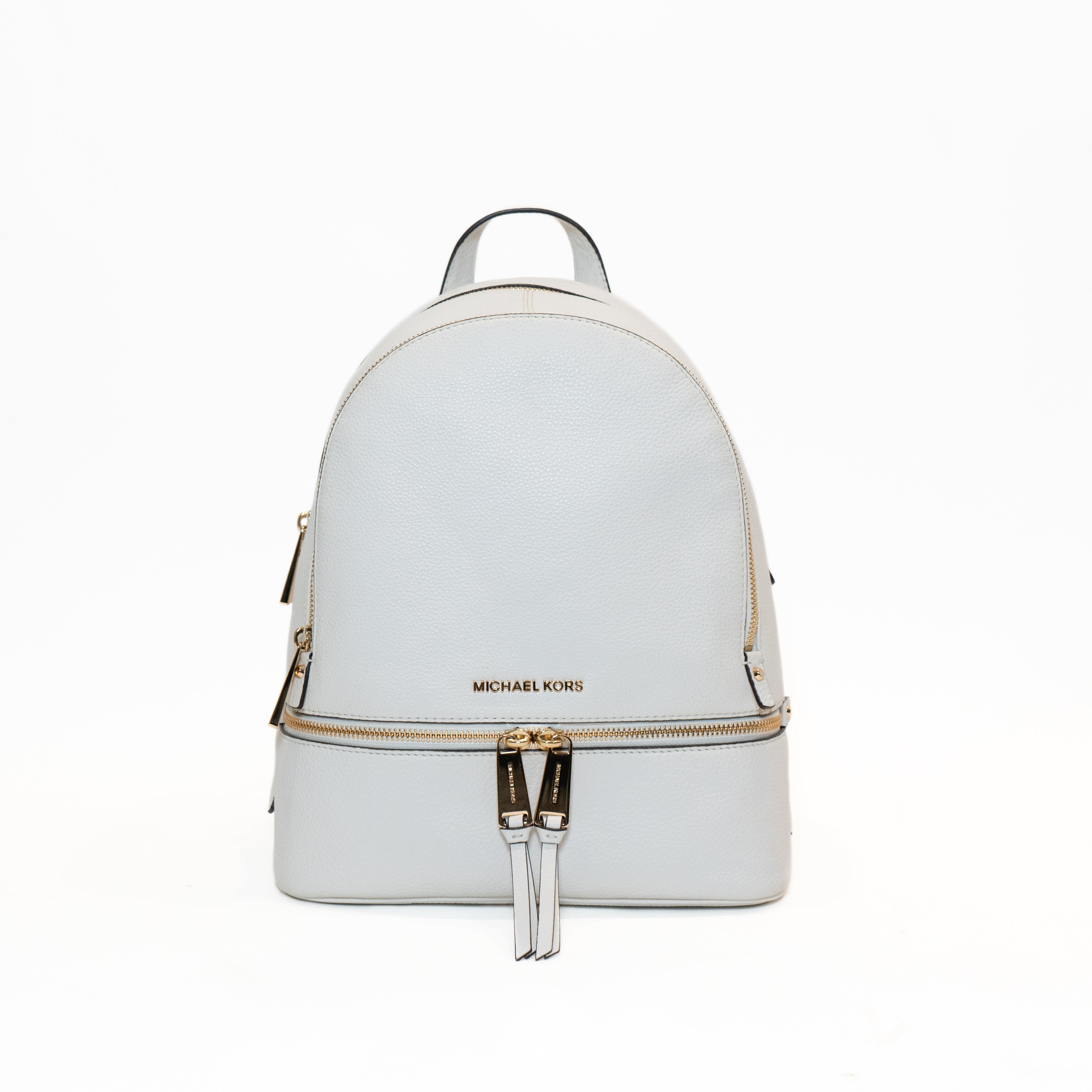 Michael Kors Rhea Medium Pebbled Leather Backpack - Optic White / Black